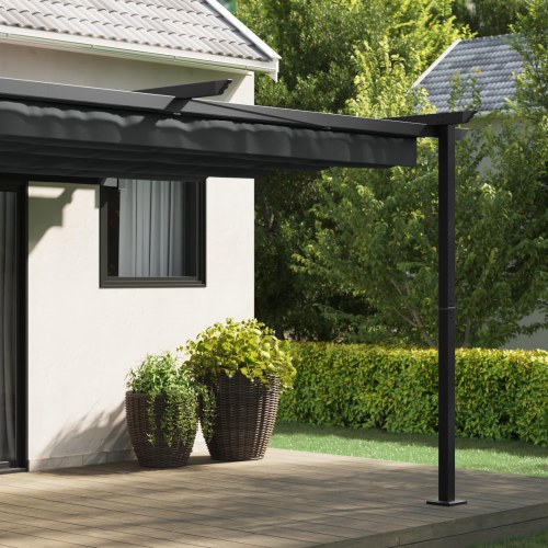 Vægmonteret pavillon 400 × 300 × 200 cm - antracit, polyester med sammenrullelig skygge