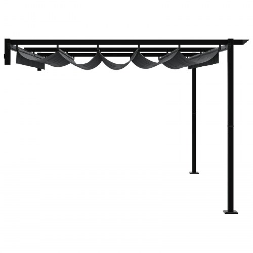 Vægmonteret pavillon 400 × 300 × 200 cm - antracit, polyester med sammenrullelig skygge