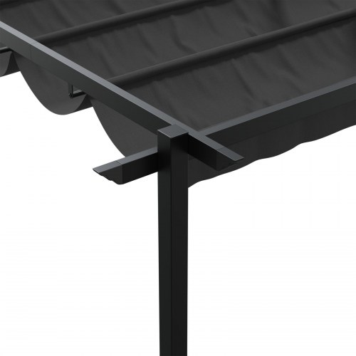 Vægmonteret pavillon 400 × 300 × 200 cm - antracit, polyester med sammenrullelig skygge