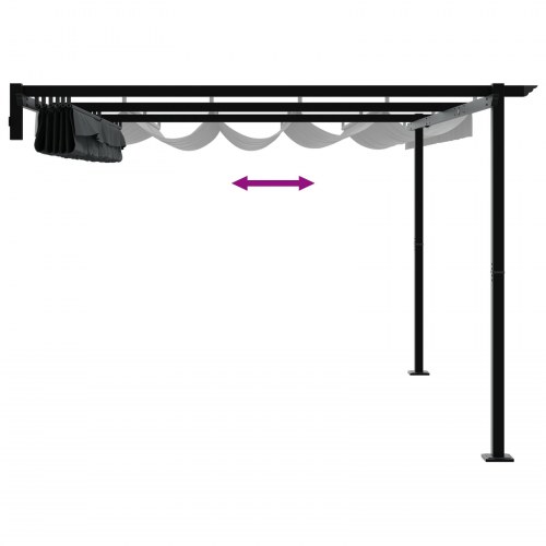 Vægmonteret pavillon 400 × 300 × 200 cm - antracit, polyester med sammenrullelig skygge