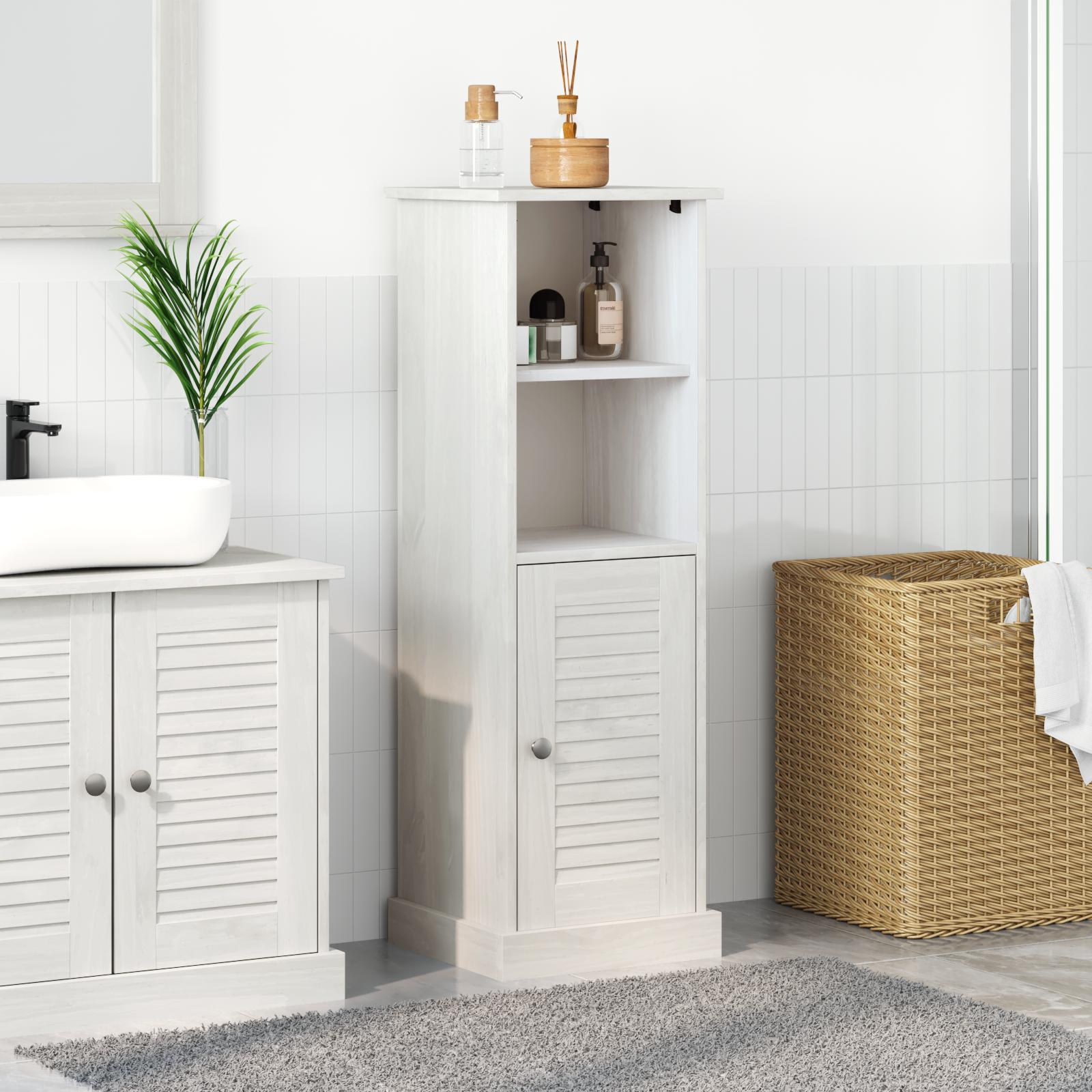 Badeværelsesskab VIGO Hvid 37 x 34 x 110 cm Massivt fyrretræ