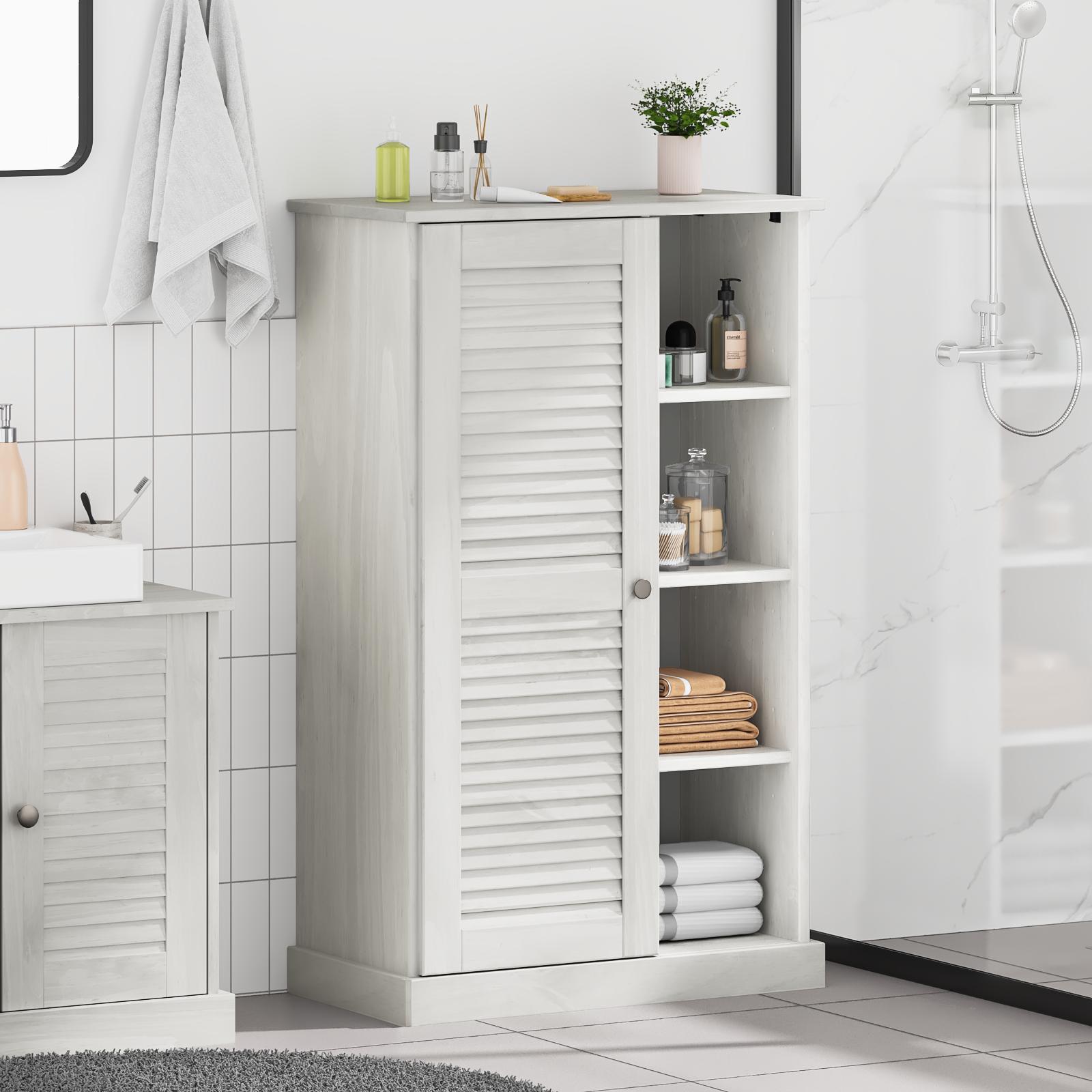 Badeværelsesskab VIGO Hvid 67,5 x 34 x 110 cm Massivt fyrretræ