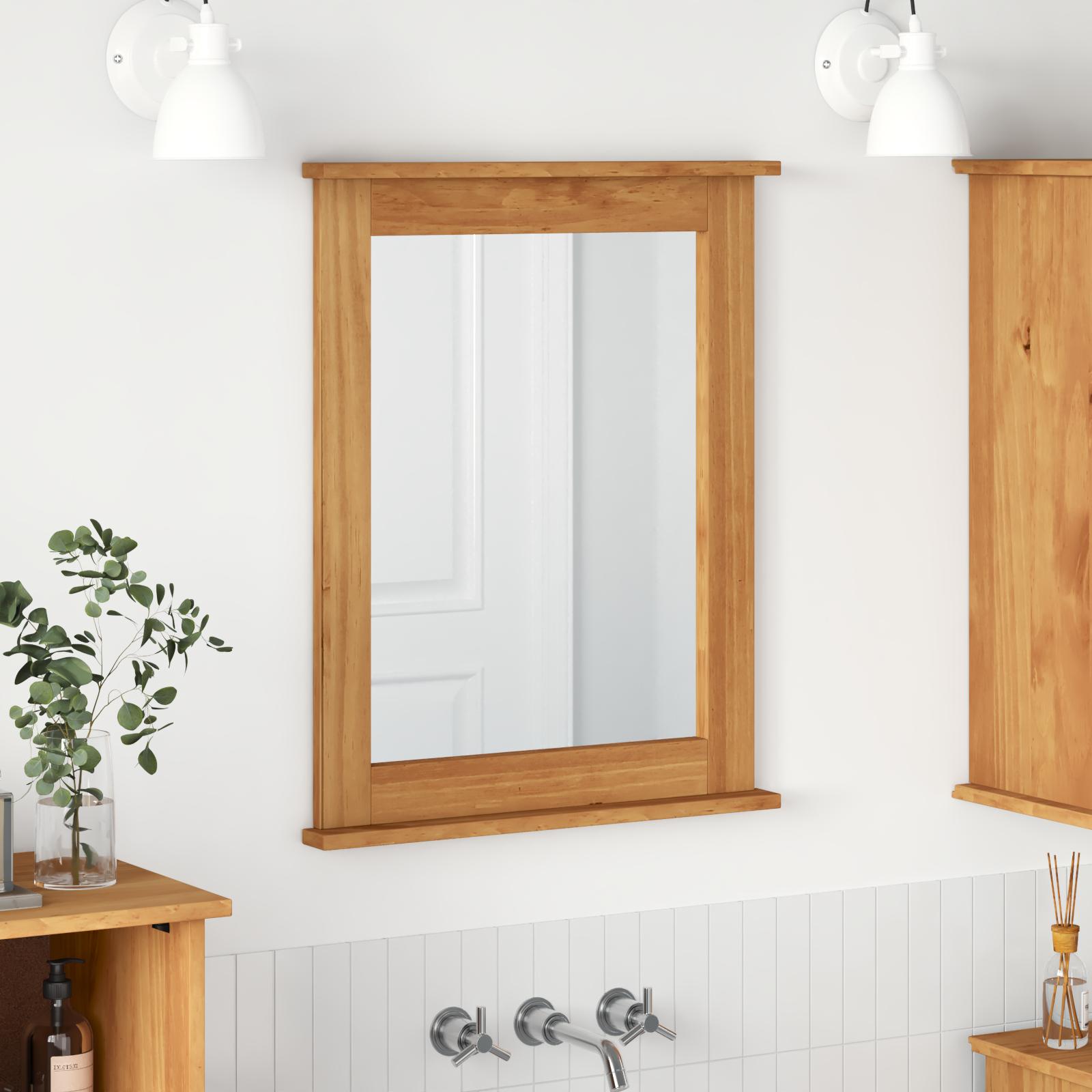 vidaXL Spejl VIGO Honningbrun 55,5 x 5 x 70 cm Massivt fyrretræ