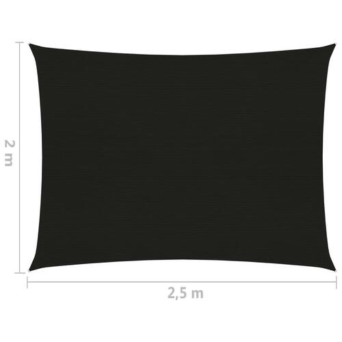 Solsejl 2x2,5 m 160 g/m² HDPE sort
