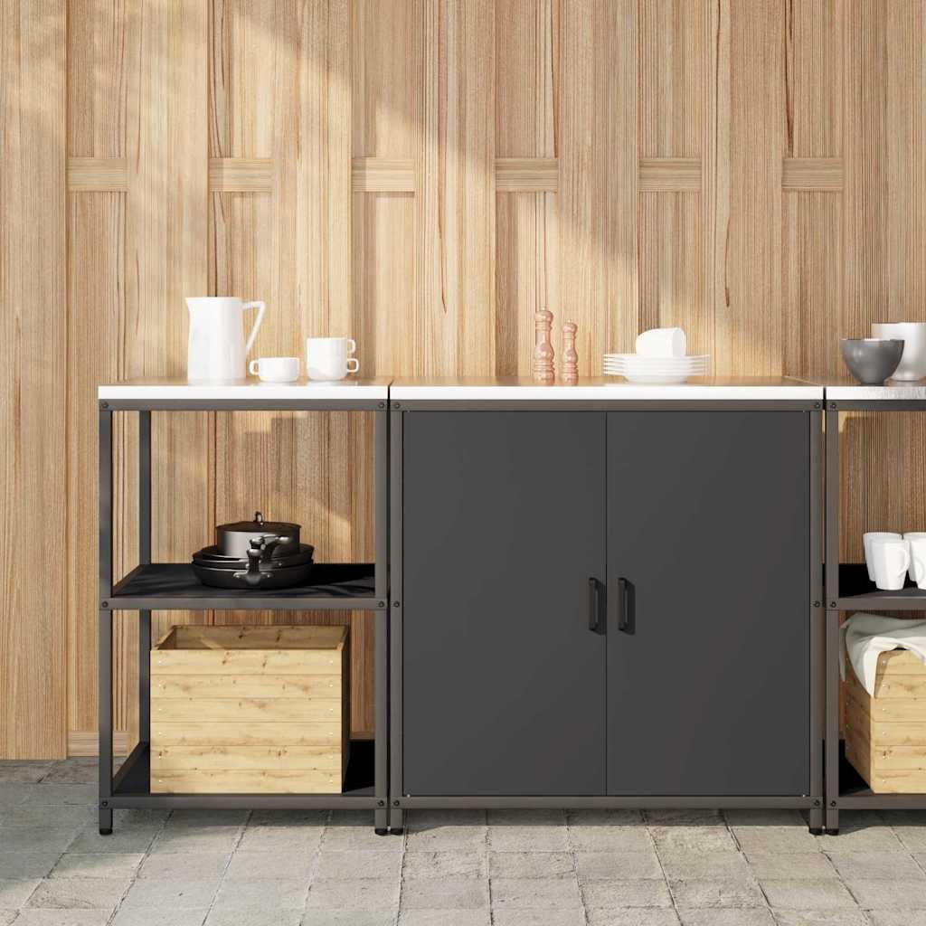 Køkkenopbevaringssæt med hylde 2 stk Sort 150 x 50 x 92 cm