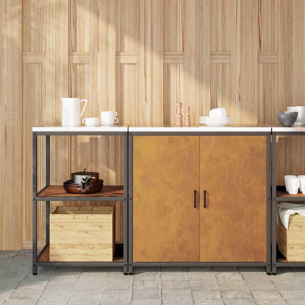 Køkkenopbevaringssæt med hylde 2 stk Rusten 150 x 50 x 92 cm