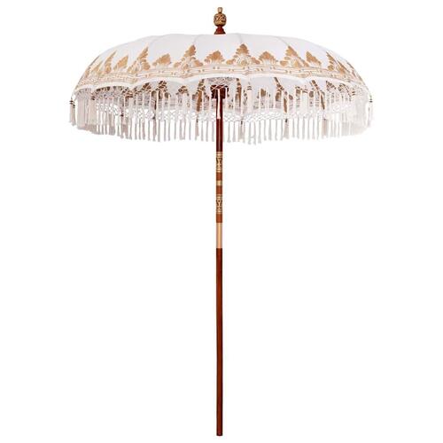 Parasol Creme 180-190 cm Bomuldsstoffer & Træværk & Bambus