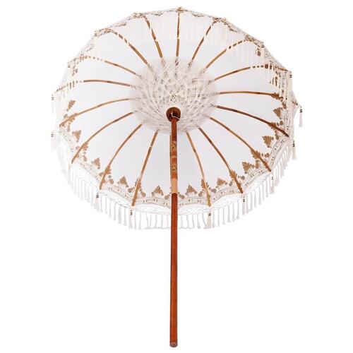 Parasol Creme 180-190 cm Bomuldsstoffer & Træværk & Bambus