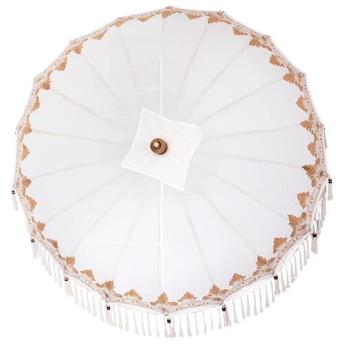 Parasol Creme 180-190 cm Bomuldsstoffer & Træværk & Bambus