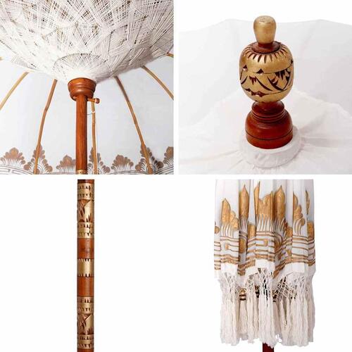 Parasol Creme 180-190 cm Bomuldsstoffer & Træværk & Bambus