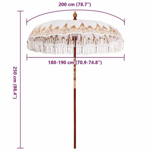 Parasol Creme 180-190 cm Bomuldsstoffer & Træværk & Bambus
