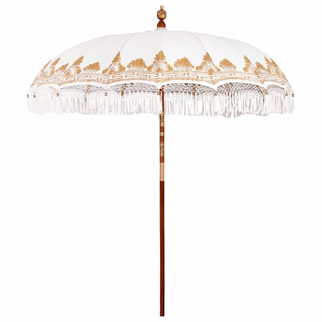Balinesisk parasol i bomuld - creme, 215 × 215 × 260 cm
