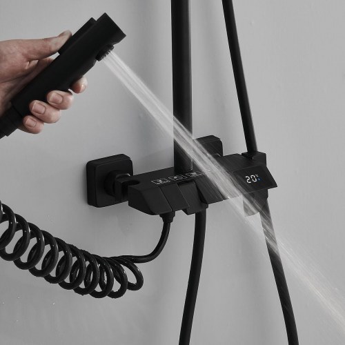 Fontastock brusesøjle - sort, rustfrit stål og ABS