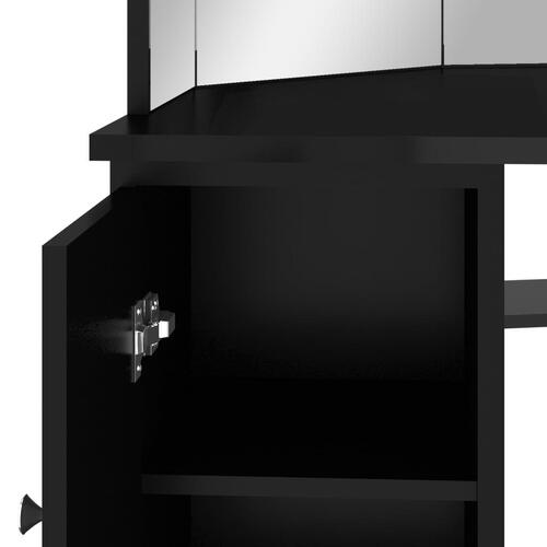 Toiletbord til hjørne med LED-lys 111x54x141,5 cm sort
