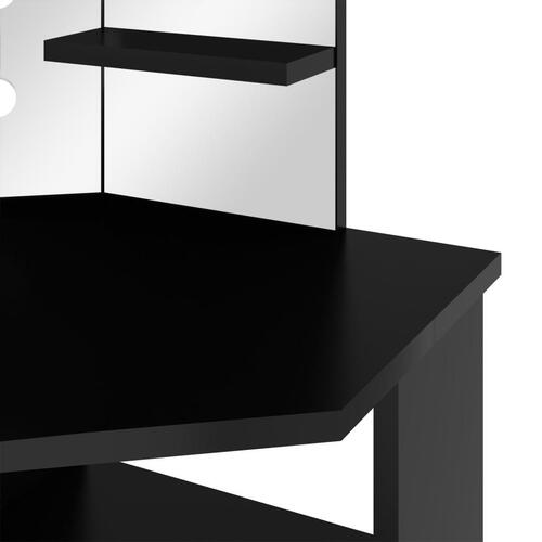 Toiletbord til hjørne med LED-lys 111x54x141,5 cm sort