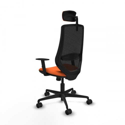D036N2W kontorstol - orange med nakkestøtte