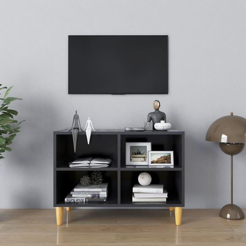 Tv-skab med massive træben 69,5x30x50 cm grå
