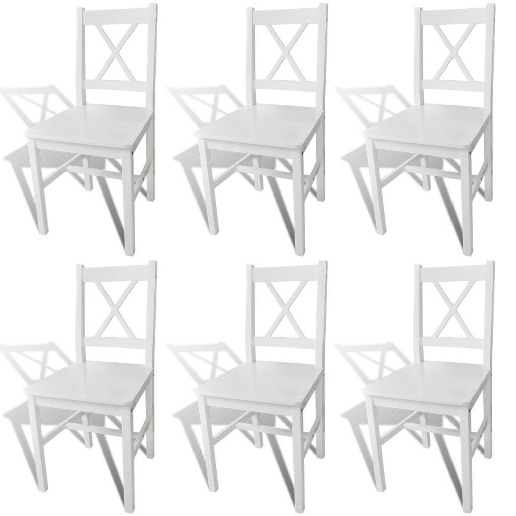Spisebordsstole 6 stk. fyrretræ hvid