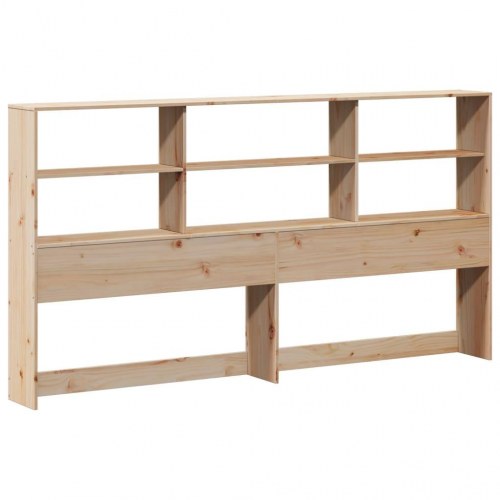 Seng med reol uden madras 200x200 cm massivt fyrretræ
