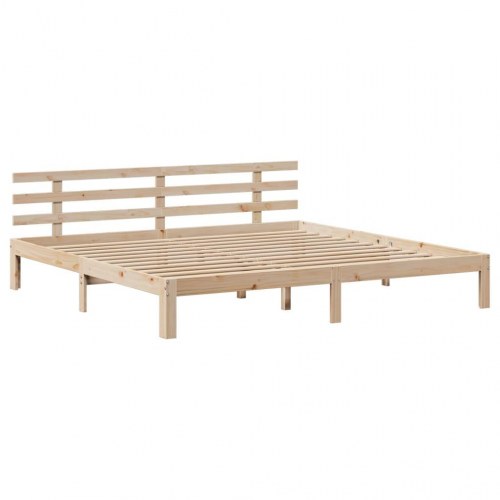 Seng med reol uden madras 200x200 cm massivt fyrretræ