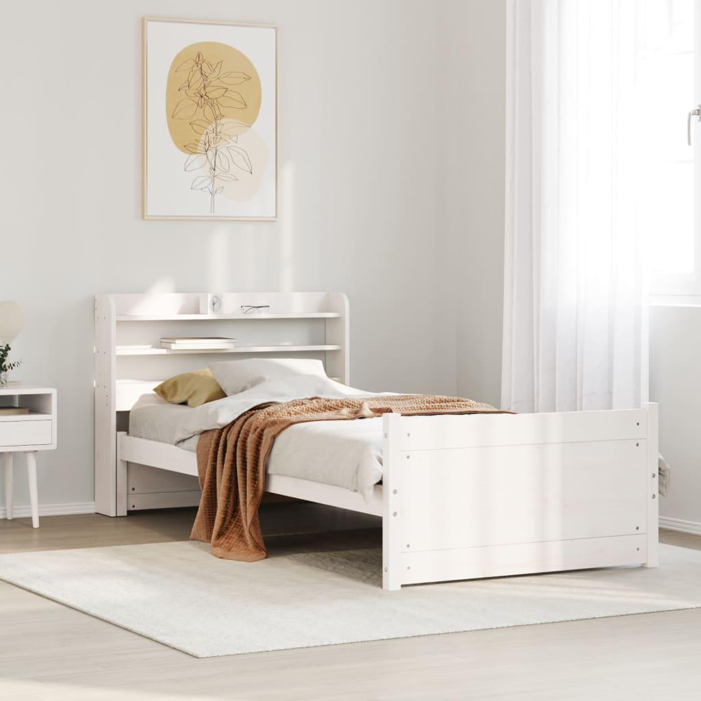 Sengeramme Med Sengegavl Massivt Fyrretræ - Hvid / 90 x 190 cm