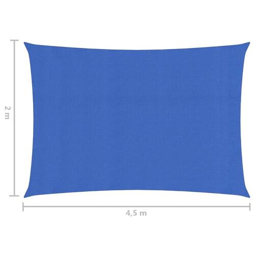 Solsejl 2x4,5 m 160 g/m² HDPE blå