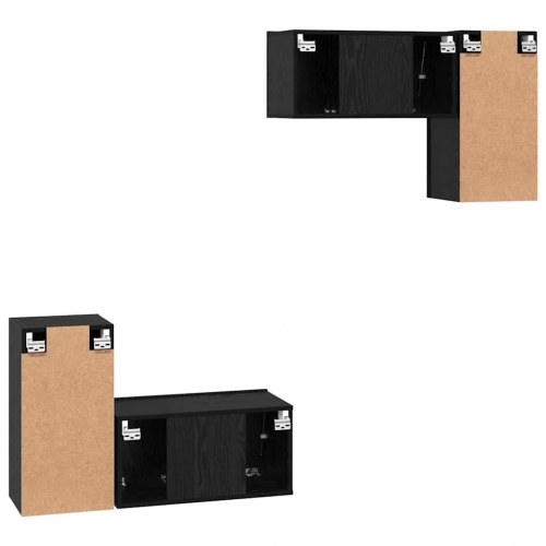 TV-møbelsæt 4 stk Sort eg 60 x 30 x 30 cm Konstrueret træ