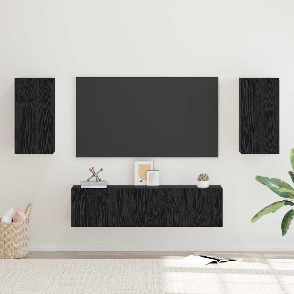 TV-møbelsæt Vægmonteret 4 stk Sort eg Medium 30.5 x 30 x 60 cm