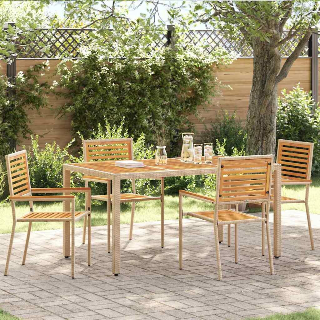 Have stabelstole 4 stk Brun og Beige Solid akacietræ, PE rattan