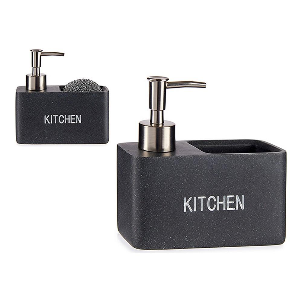 Rengøring til køkkenvask Kitchen Dobbelt Grå polyesterharpisk (6 x 14 x 14,5 cm)