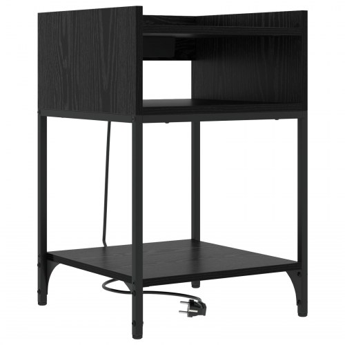 Sengeborde 2 stk. i sort eg med opladningsstation - 40 x 40 x 61 cm
