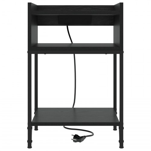 Sengeborde 2 stk. i sort eg med opladningsstation - 40 x 40 x 61 cm