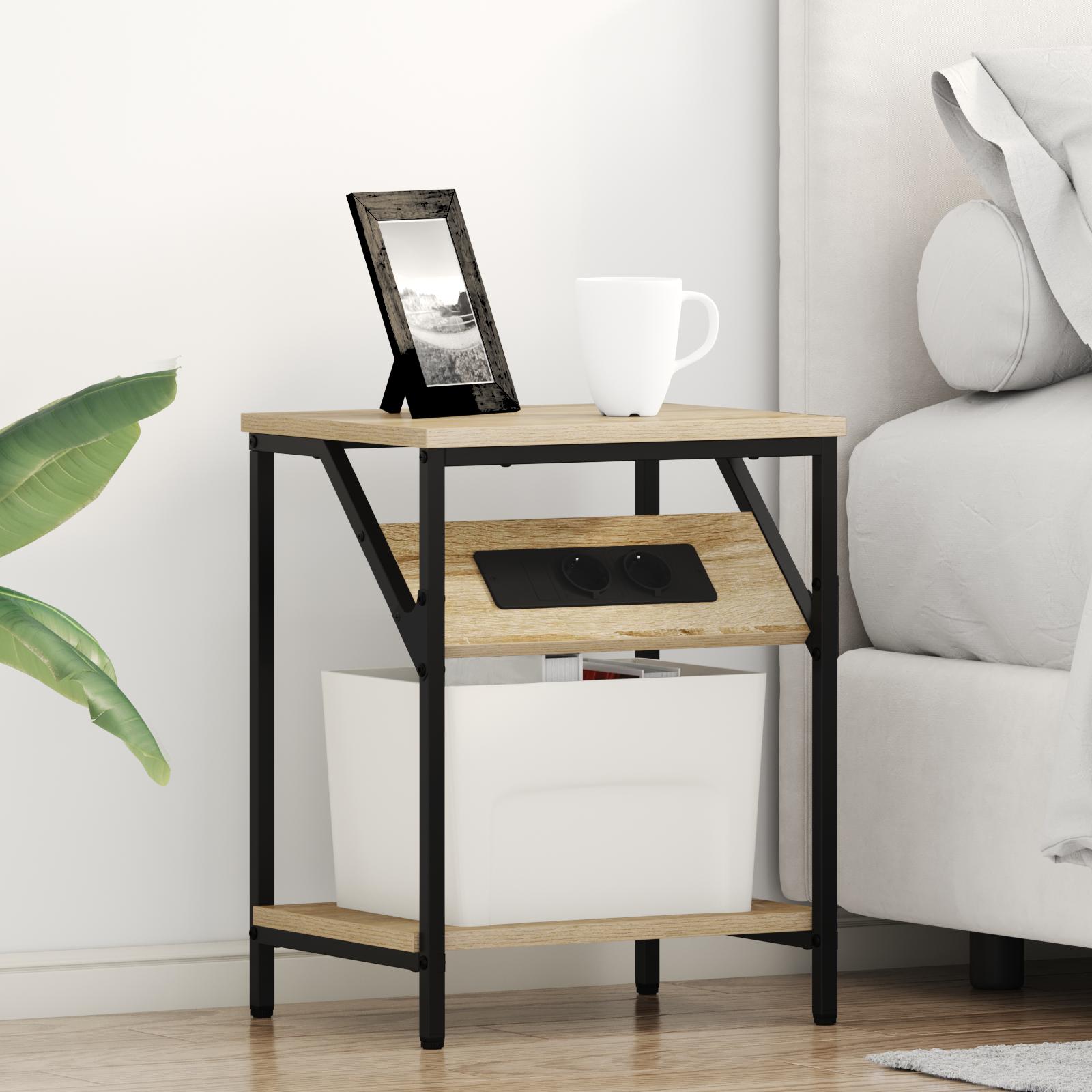Sengebord 2 stk Sonoma-eg 38 x 30 x 48 cm Konstrueret træ