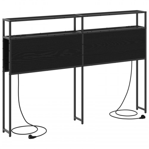 Opbevaringshovedgavl med opladningsstation - sort eg, 143 cm