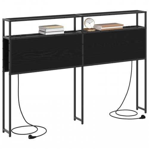 Opbevaringshovedgavl med opladningsstation - sort eg, 143 cm