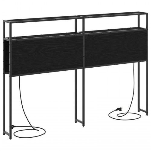 Opbevaringshovedgavl med opladningsstation - sort eg, 143 cm