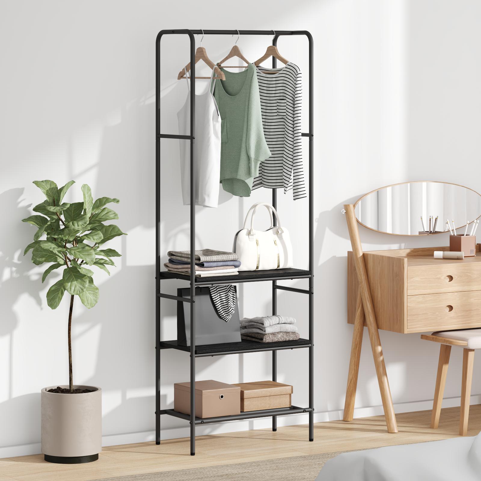 Tøjstativ med hylder Sort eg 60 x 30 x 171 cm Konstrueret træ