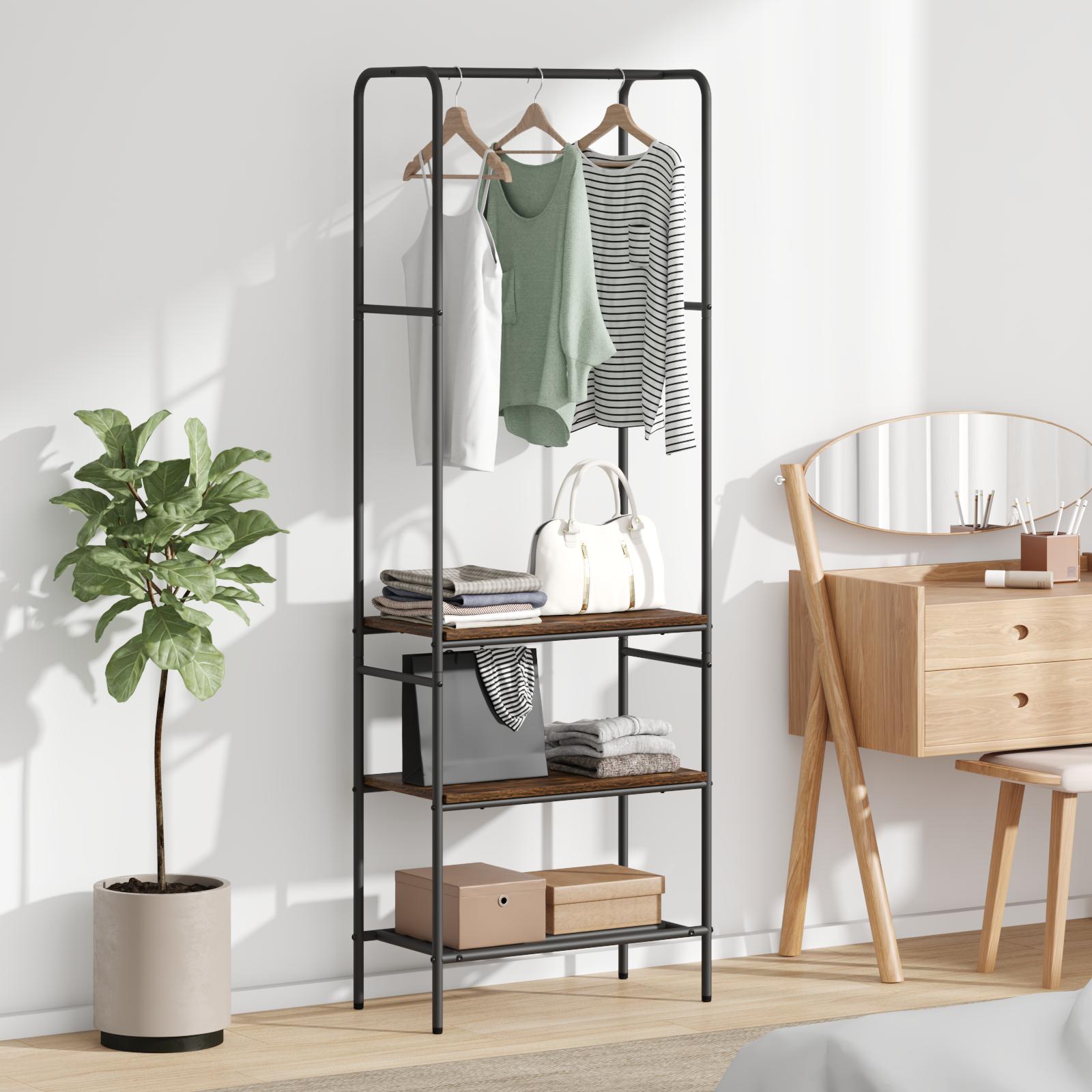 Tøjstativ med hylder Røget eg 60 x 30 x 171 cm Konstrueret træ