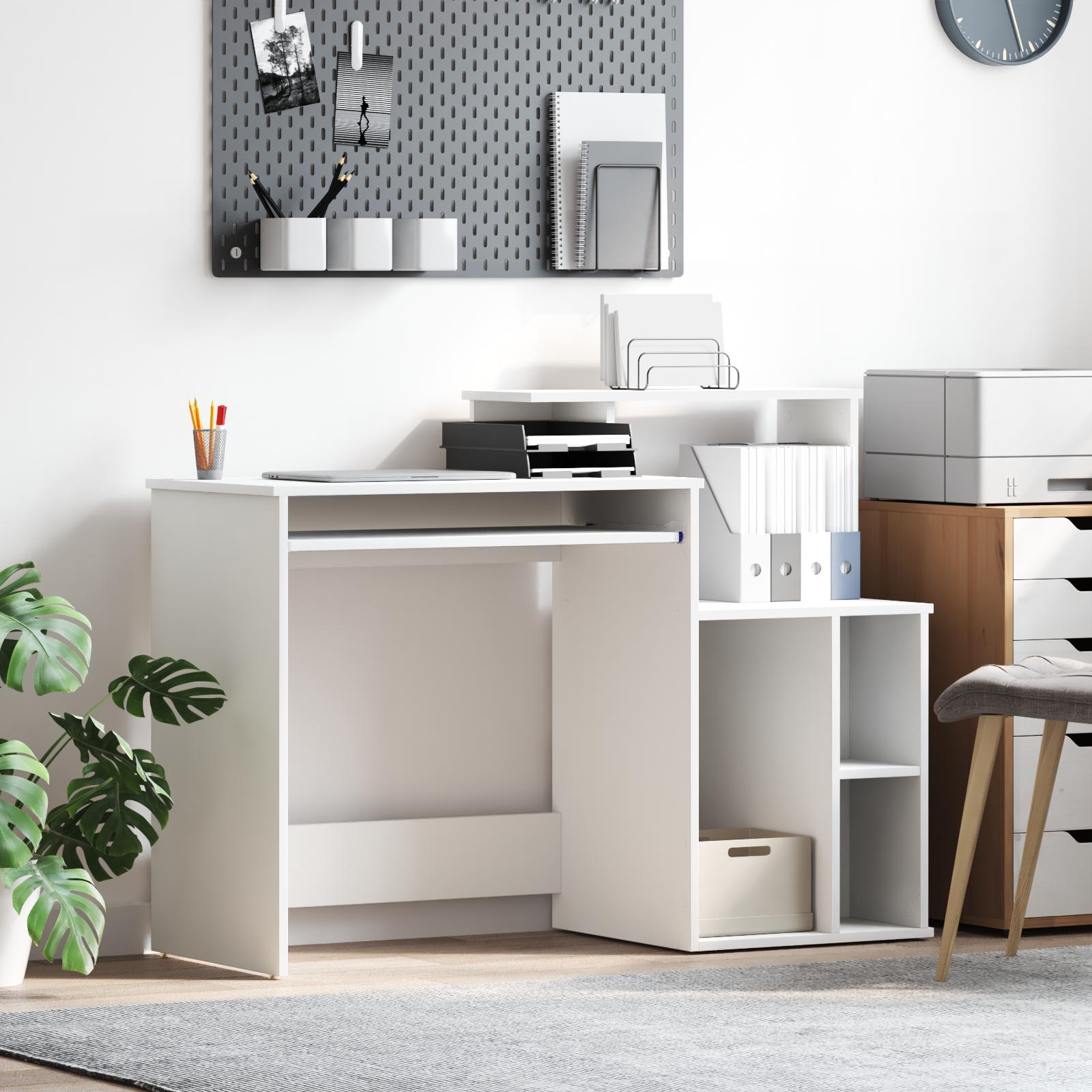 Skrivebord med opbevaring Hvid 120.5x44x88.5 cm Ingeniørtræ