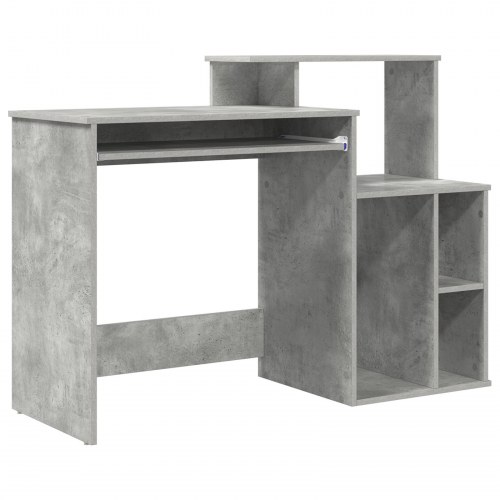 Skrivebord med opbevaring Betongrå 120.5 x 44 x 88.5 cm