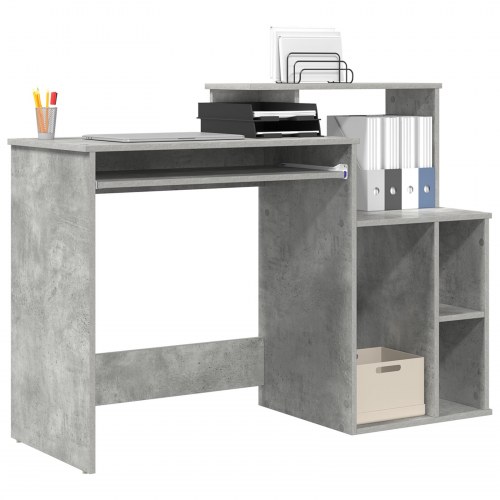 Skrivebord med opbevaring Betongrå 120.5 x 44 x 88.5 cm