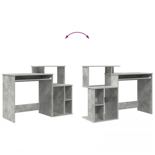 Skrivebord med opbevaring Betongrå 120.5 x 44 x 88.5 cm