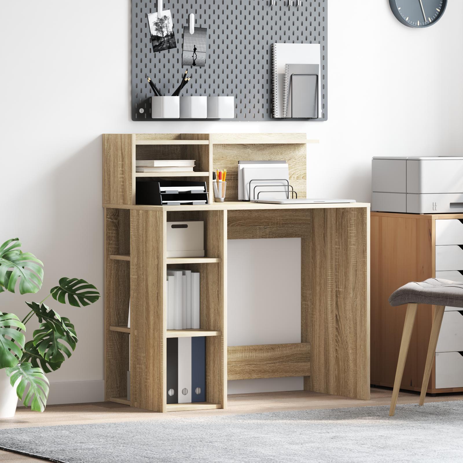 Bord med hylde Sonoma eg 90 x 48 x 101,5 cm Konstrueret træ