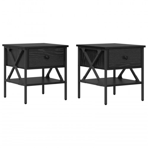 Sengeborde 2 stk. - sort eg 40 x 42 x 45 cm