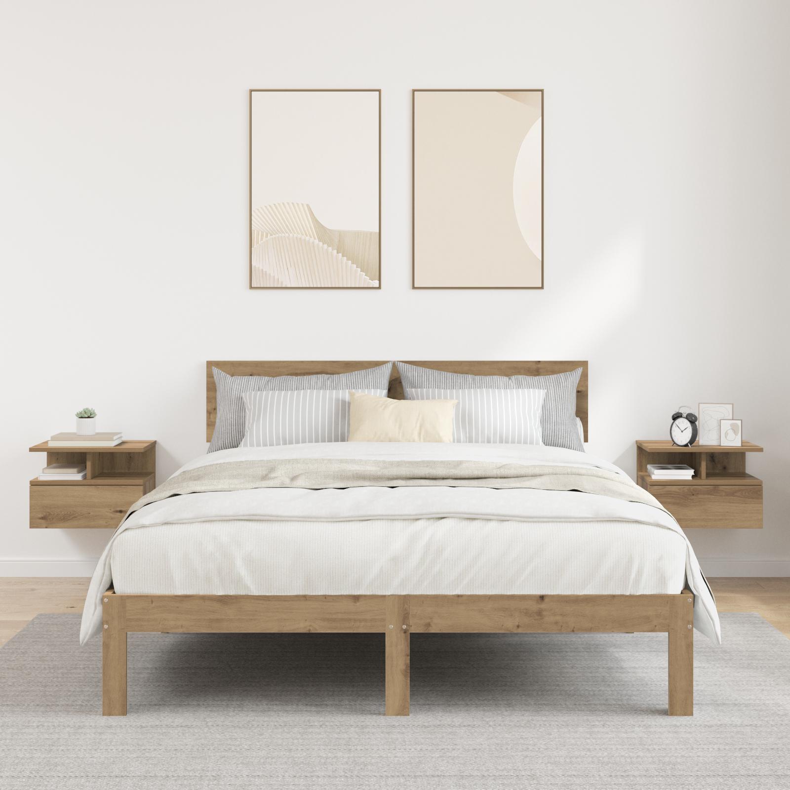 Flydende Natbord med skuffe 2 stk artisan eg 40 x 31 x 27 cm