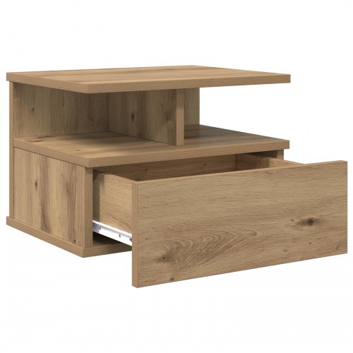 Flydende sengebord - 2 stk i artisan egetræ, 40 × 31 × 28 cm