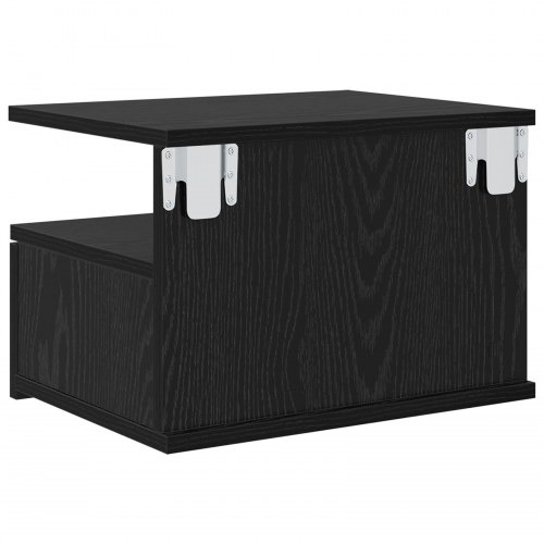 Flydende sengeborde 2 stk - sort eg, 40 × 31 × 28 cm, konstrueret træ