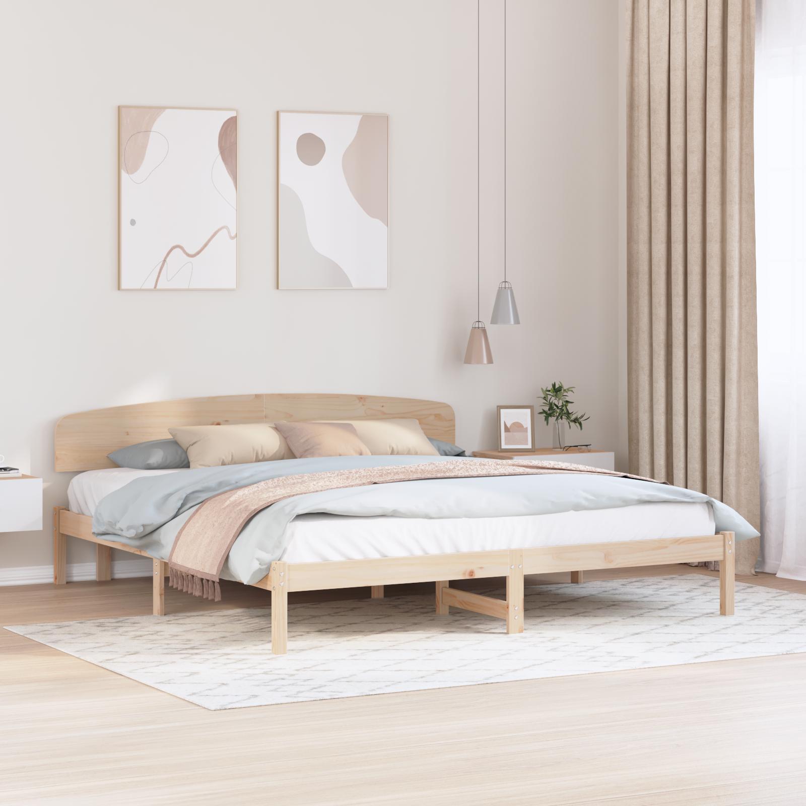 Sengestel med hovedgærde Brun 200 x 200 cm Massivt fyrretræ