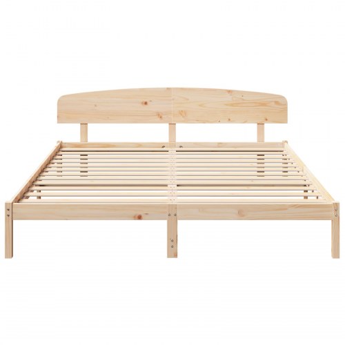 Sengestel med hovedgærde 200 x 200 cm - naturfarvet fyrretræ