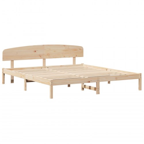 Sengestel med hovedgærde 180 x 200 cm - naturfarvet fyrretræ